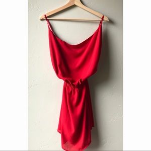 Red Scoop Neck Backless Dress